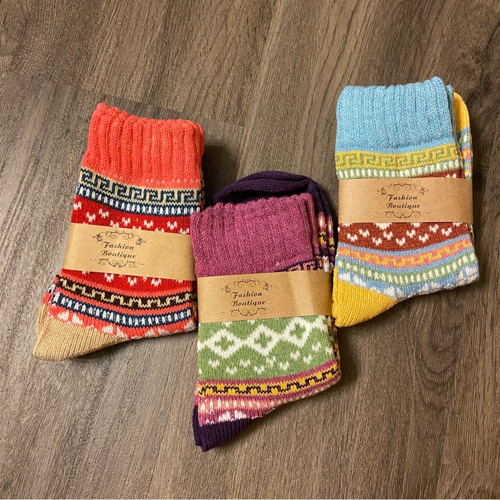New Three Pairs Women’s Wool Boot Socks